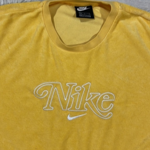 NIKE RETRO FEMME TERRY CROPPED Topaz Gold CREW SWEATSHIRT - Picture 8 of 10